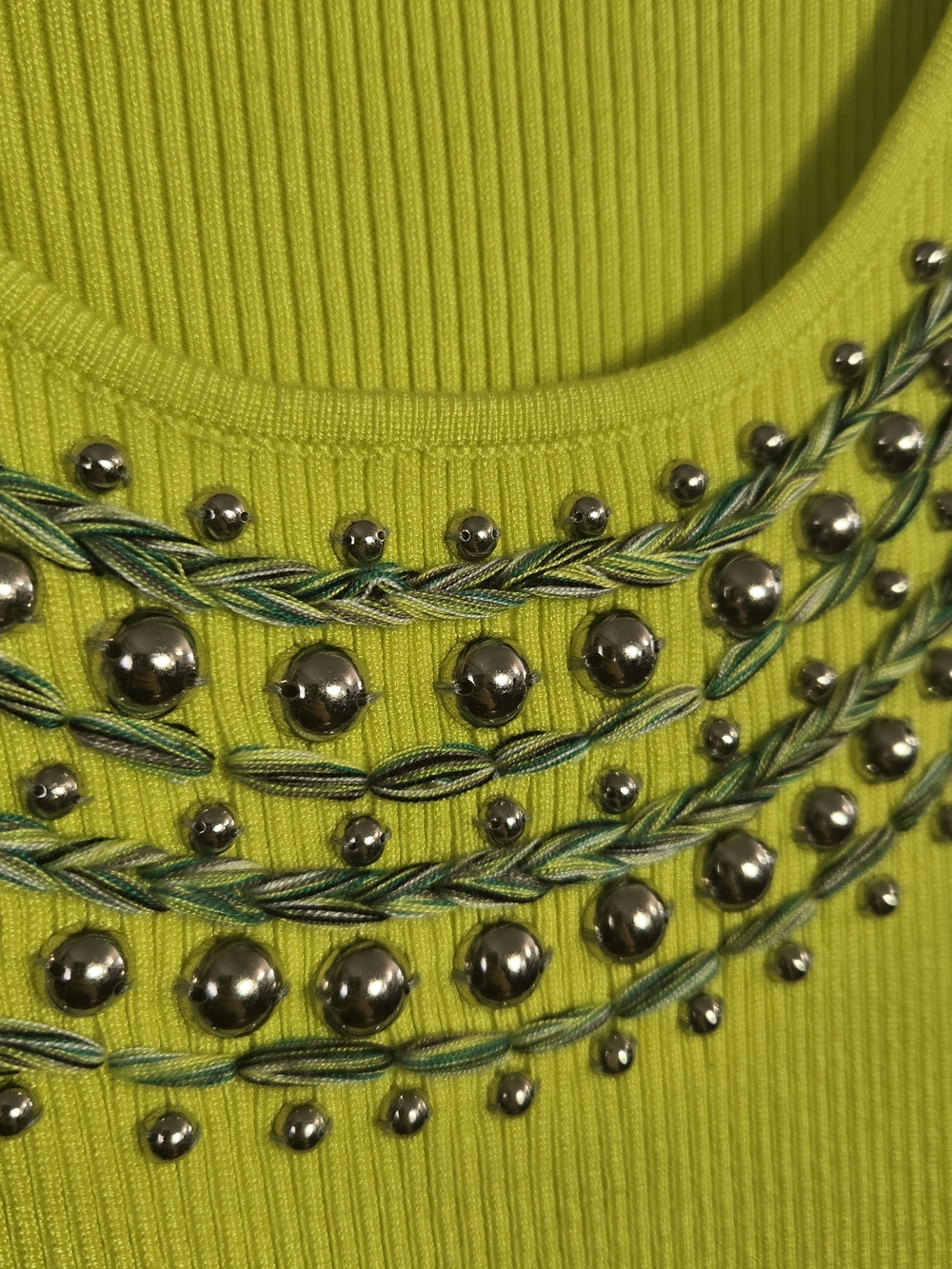 Ruby Rd Lot 3 Beaded Neckline Ribbed Knit Tank Tops Bundle Blue Yellow Pink - Picture 13 of 14